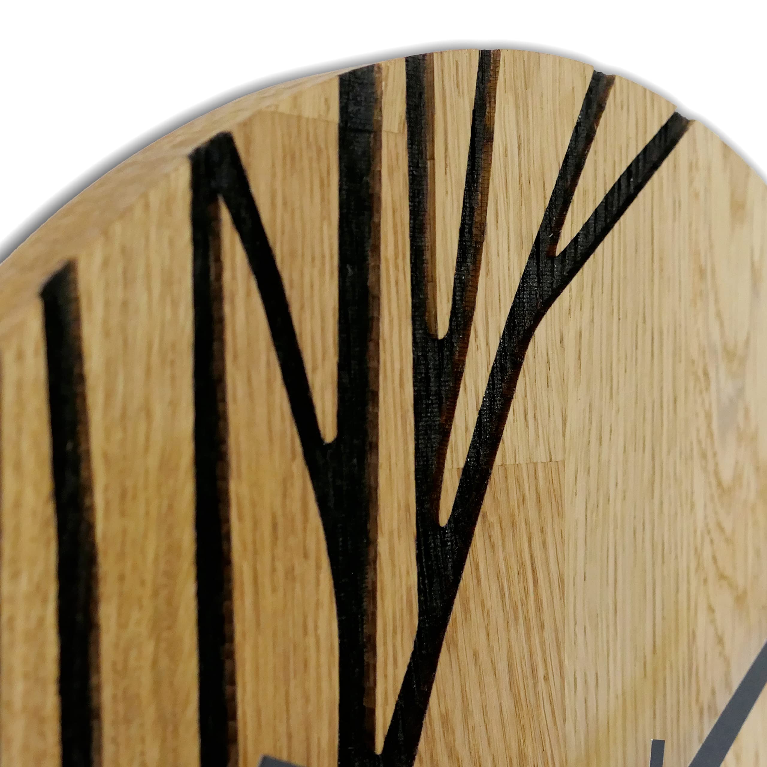 Wanduhr aus echtem Eichenholz, Moderne Wanduhr aus Holz, Heimdekoration aus Eiche - Mattlack, 40 cm