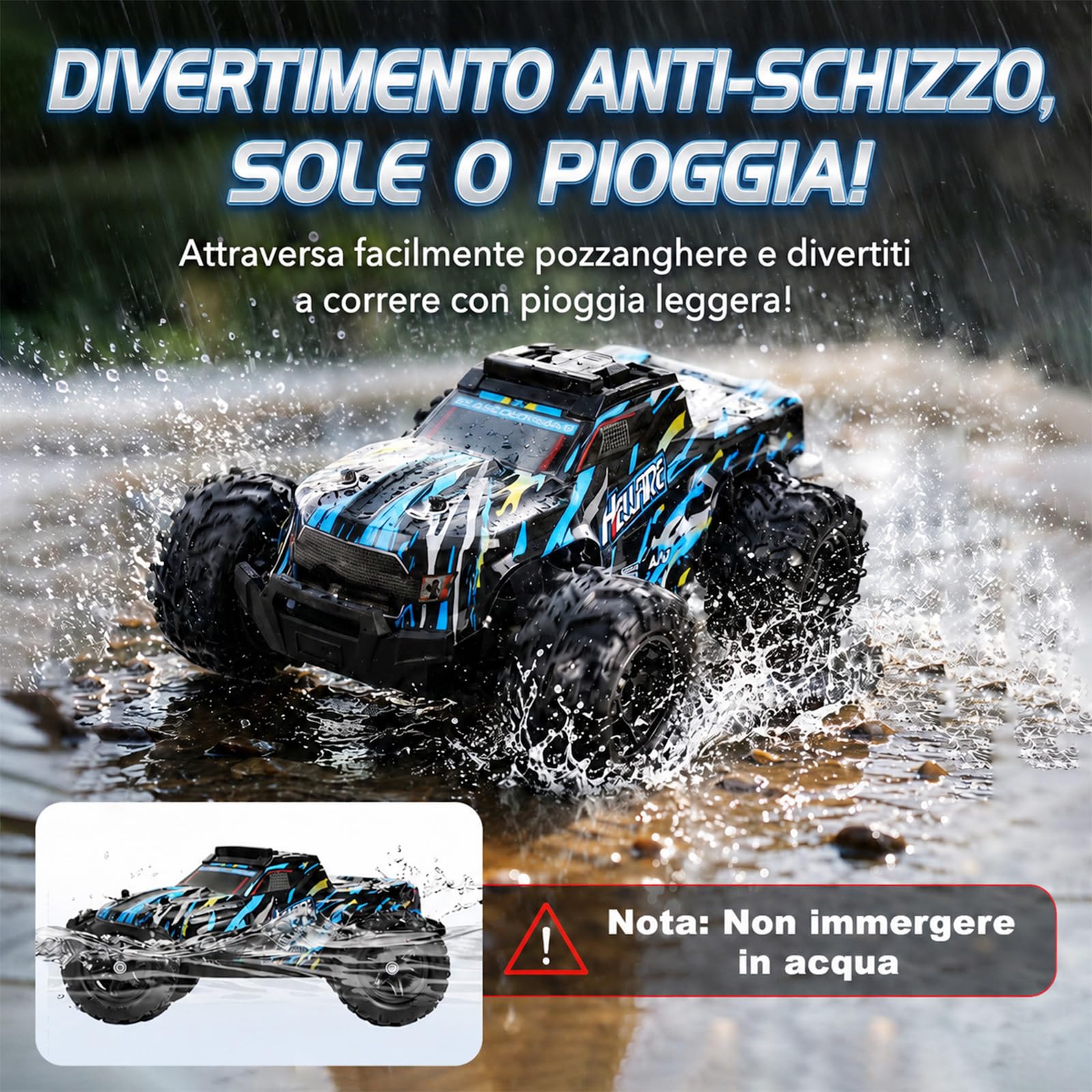 Macchina Telecomandata 2,4GHz Auto Telecomandata - Off Road Alta Velocità Vehicle 22KM/H con Luci LED - Auto RC 1:18 di Tutto Terreno Perfetto Regalo per Bambini e Ragazzi