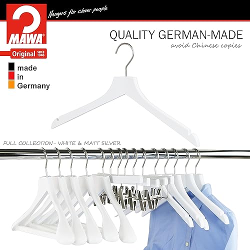 Miniatura 4 de MAWA by Reston Lloyd, Percha de madera europea, percha recta de madera de haya con muescas para los hombros, gancho cromado giratorio, acabado