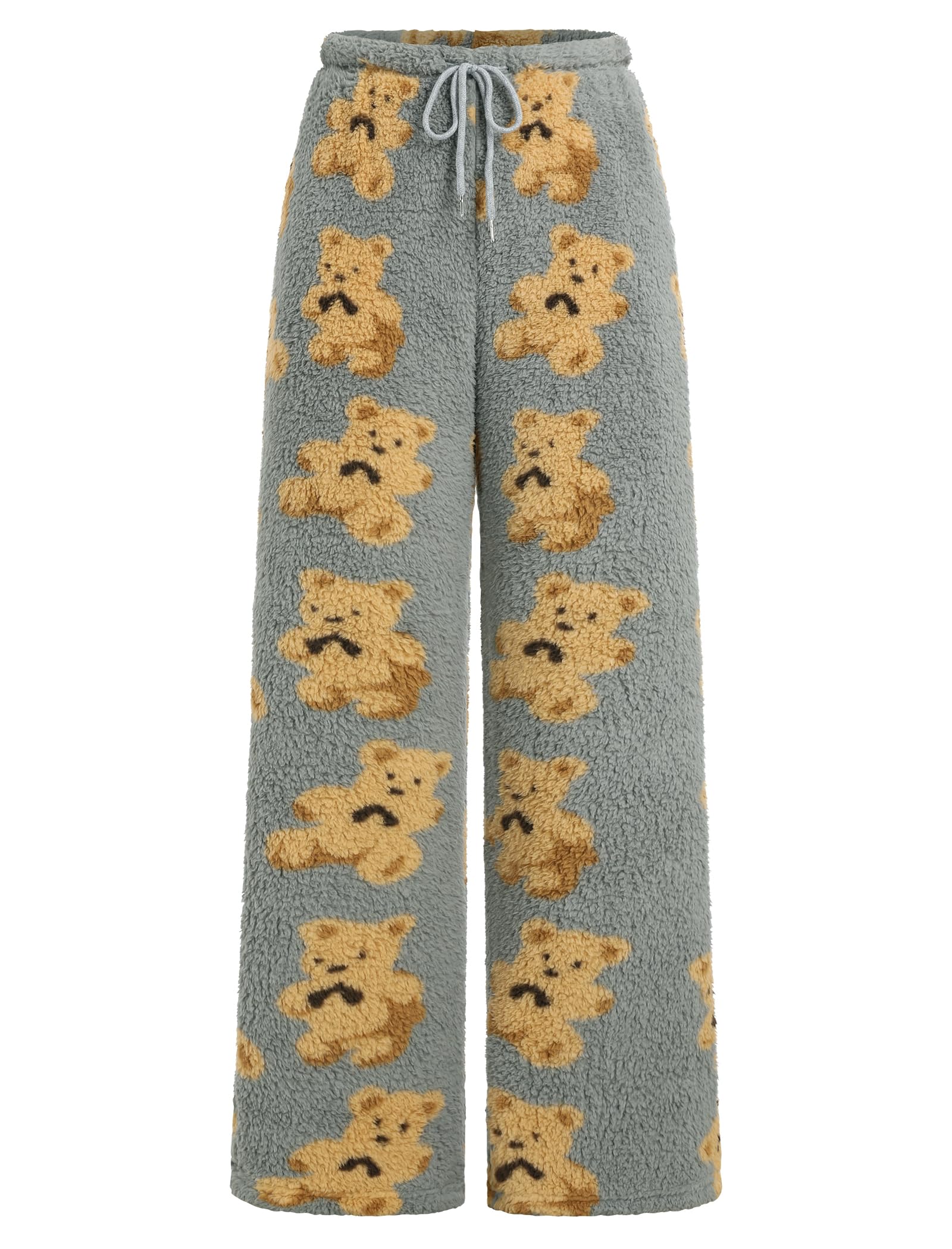 ZAFUL Women's Fuzzy Plush Pajama Pants Wide Leg Pj Bottoms Lounge Pants
