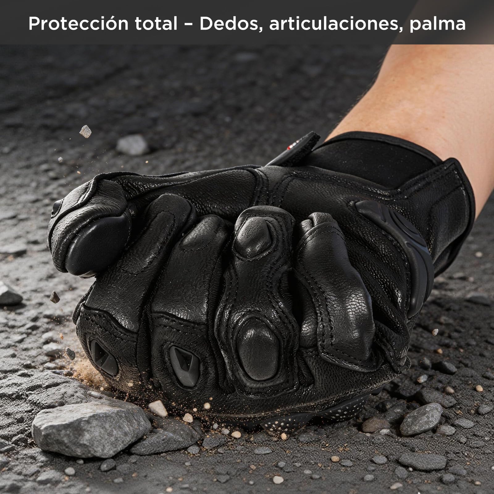 evermotor Guantes Moto Invierno de Cuero Hombre Mujer, Certificados | Talla XXL, Piel De Cabra, Cálidos, Táctiles, Antideslizantes, Flexibles, Protección De Manos, Moto, Scooter, MTB, Quad
