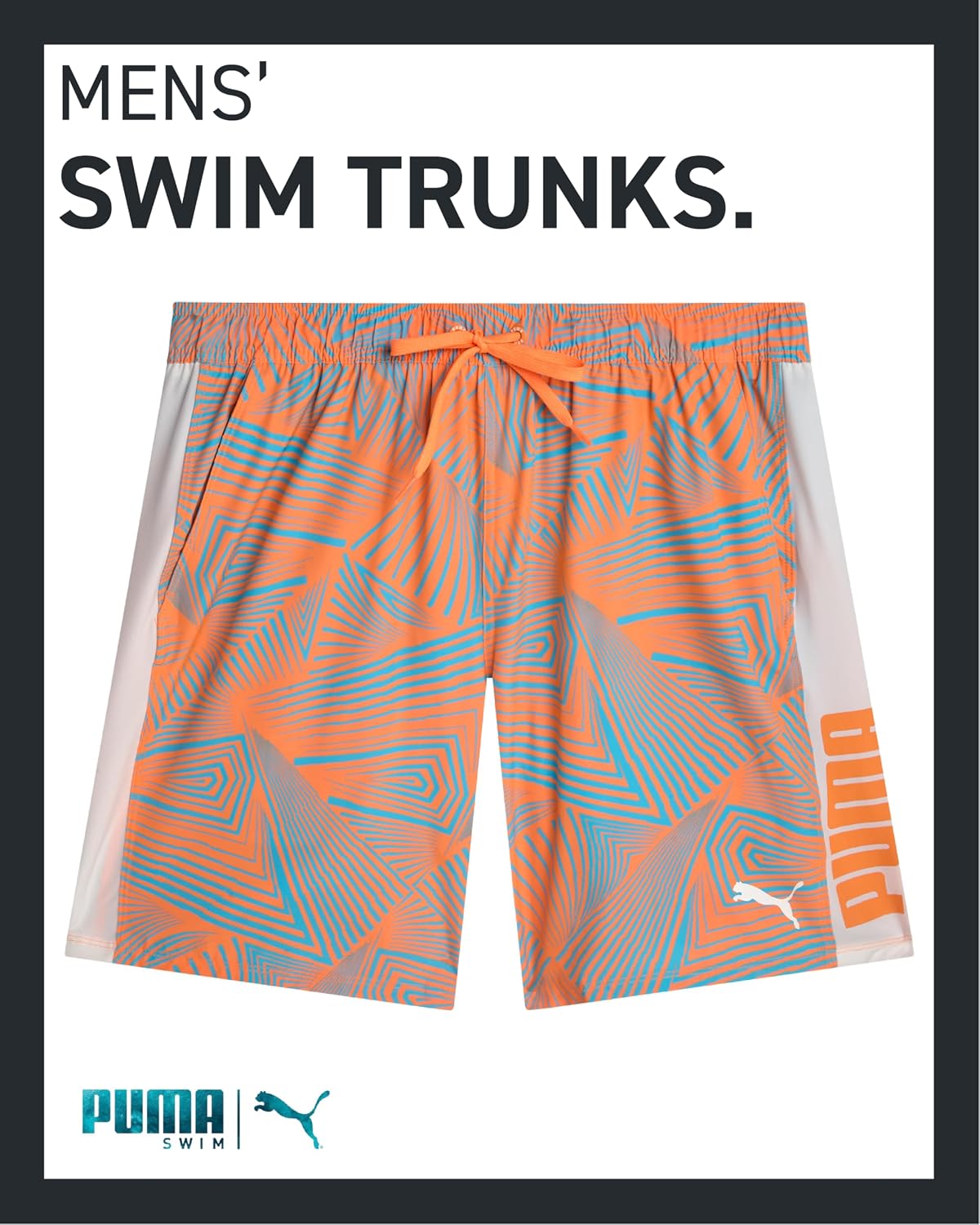 PUMA Mens Swim Trunks - Quick Dry Athletic Performance 8" Inseam Swimming Trunks for Men with Mesh Compression Liner