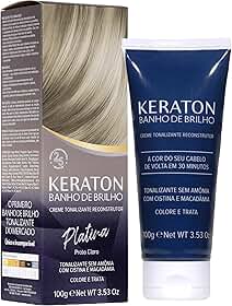 Keraton Tonalizante Banho de brilho 100g Platina Prata Claro