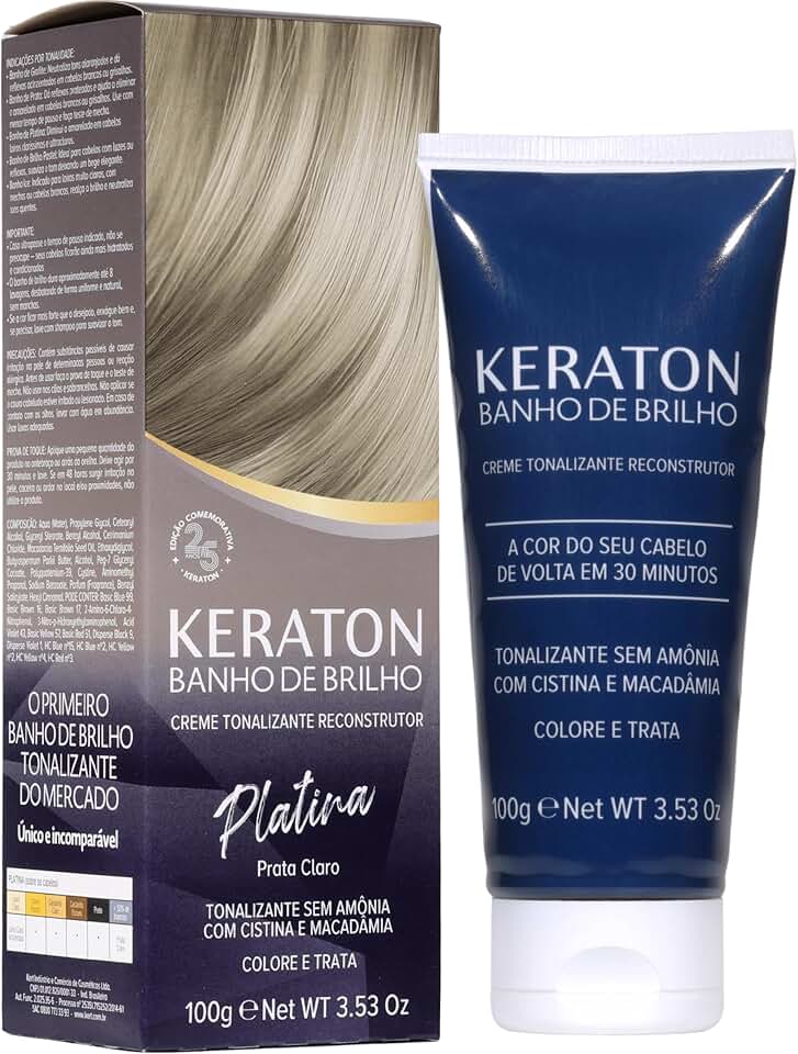 Keraton Tonalizante Banho de brilho 100g Platina Prata Claro