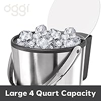 Vista 5 de Oggi Cubo de hielo aislado, 4 cuartos de galón/3.8 L, acero inoxidable, negro.