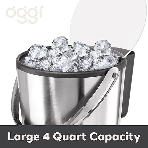 Miniatura 5 de Oggi Cubo de hielo aislado, 4 cuartos de galón3.8 L, acero inoxidable, negro.