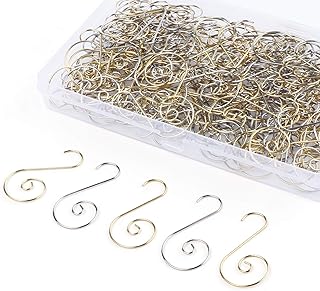 Lemonfilter 200Pcs Christmas Ornament Hooks Christmas Tree Hanger Hooks S Hooks Hanging Hook for Christmas Tree Christmas Balls Party Decorations (Gold&Silver)