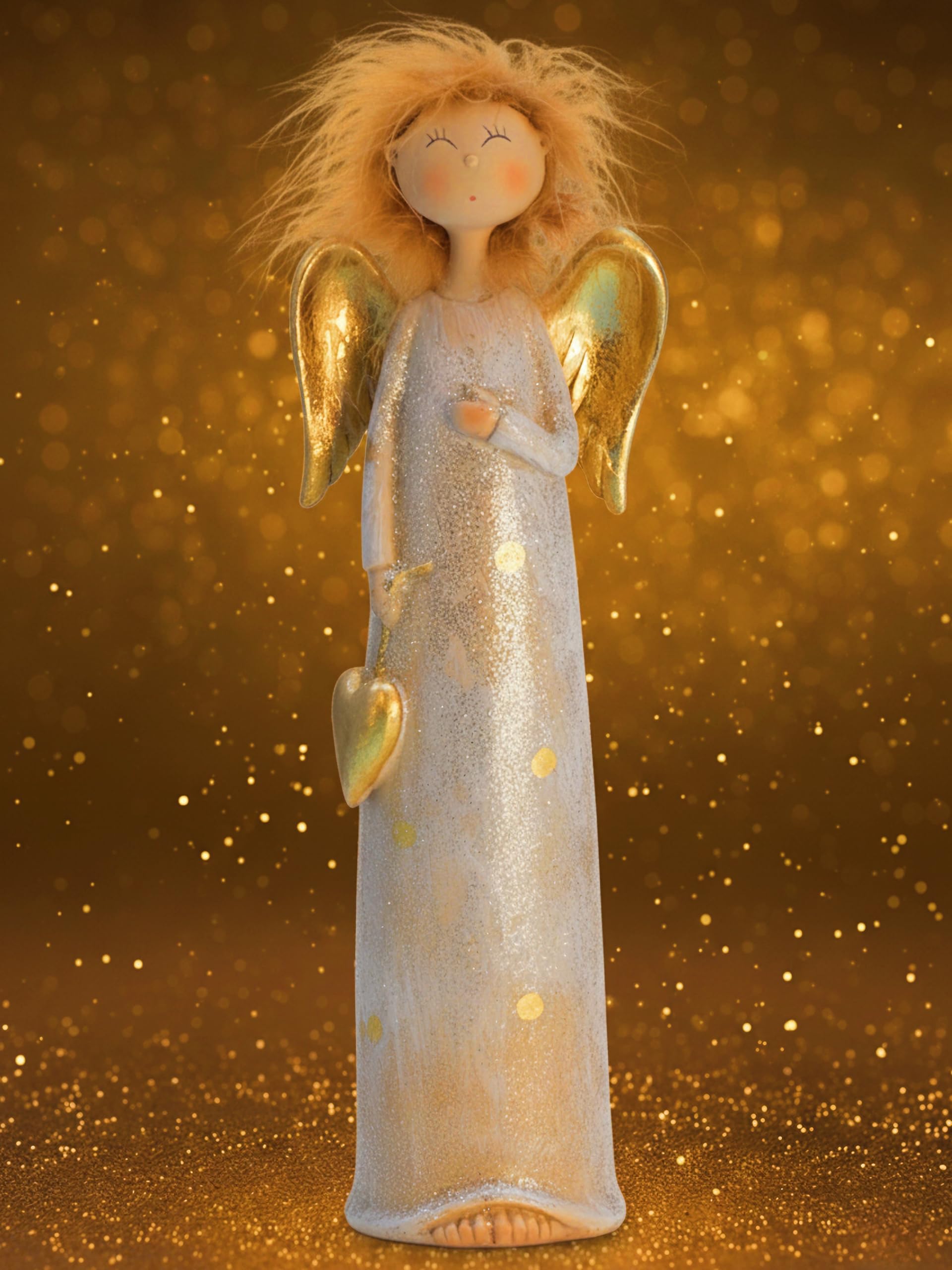 Pommerntraum ® | verrückter Engel Weihnachtsengel Schutzengel Guardian Angel Weihnachtsfigur Dekorationsfigur Schreibtischfigur NORMAL KANN JEDER (mit Herzchen)