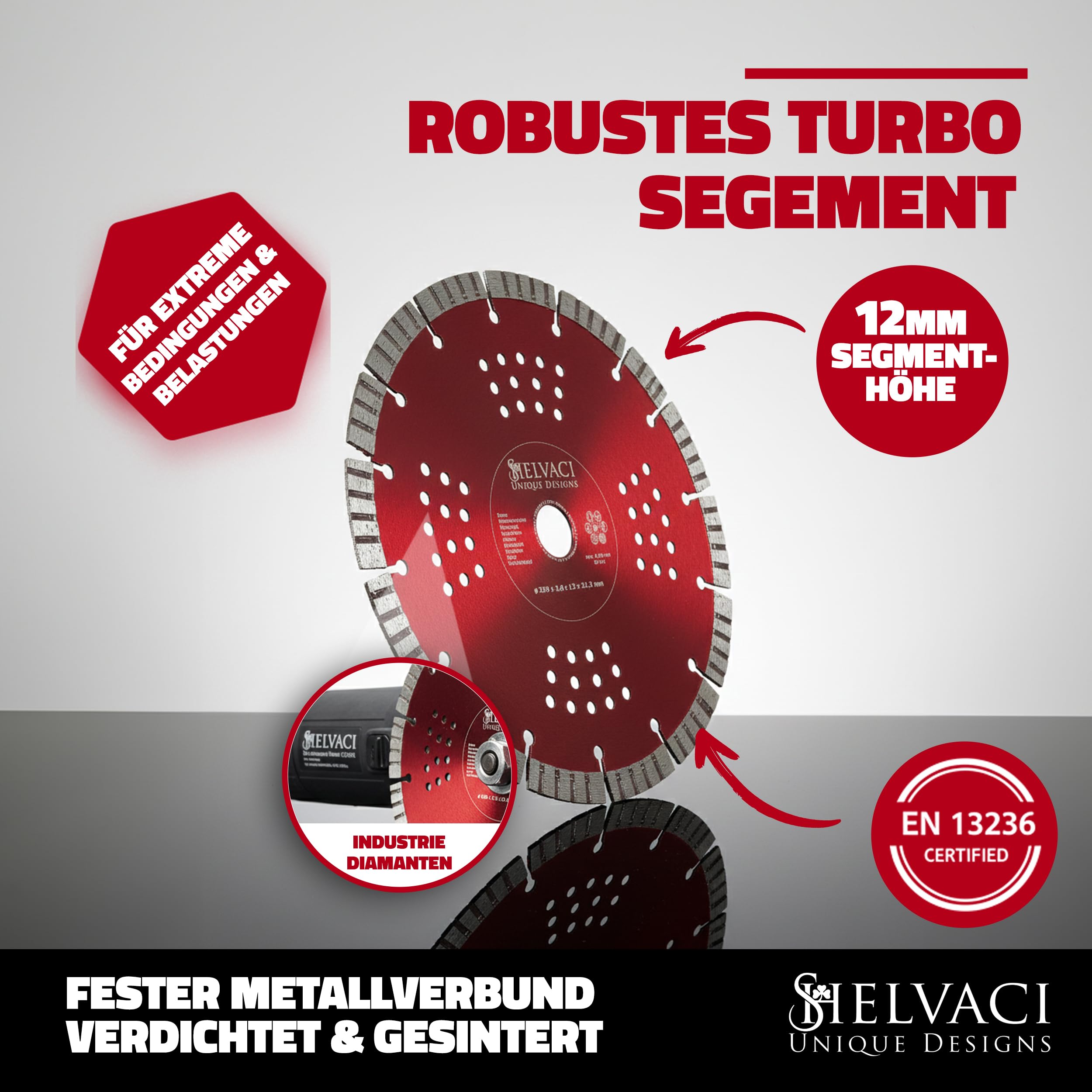 Disco de diamante profesional Turbo de 350 mm y orificio de 25,40 mm para hormigón, mampostería y piedra - Disco de corte de diamante universal de 12 mm de altura para