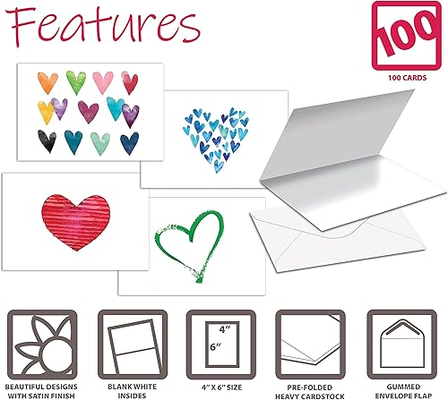 Miniatura 2 de Better Office Products Paquete de 100 tarjetas de felicitación para todas las ocasiones, tarjetas de notas en blanco surtidas, 4 x 6 pulgadas, 6