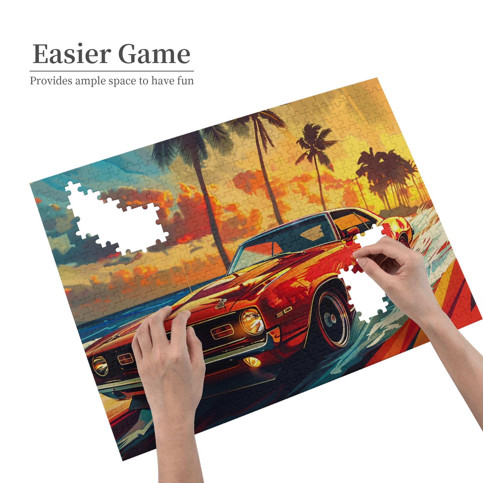 MA6GE8DE 500 Piece Wooden Puzzle - American Muscle Car Art, Brain Challenge For Adults, Home Decor