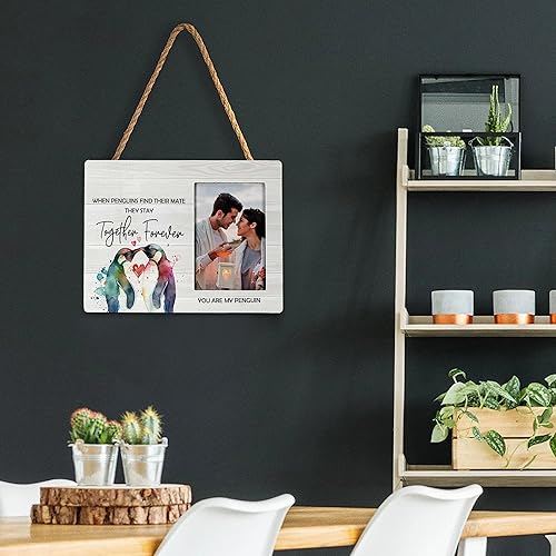Miniatura 4 de FONDCANYON Marco de fotos para parejas Love You Are My Penguin, marcos de fotos de regalo de compromiso, regalos de boda de San Valentín para novia,