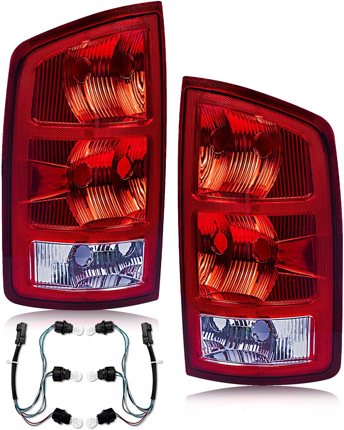 Tail Light Assembly Compatible with Dodge RAM 2002-2006 1500 | 2003-2006 2500 3500, OE-Style RAM Rear Lamp Replaces CH2800147 55077347AF CH2801147 55077348AF, Bulbs Included, Pair