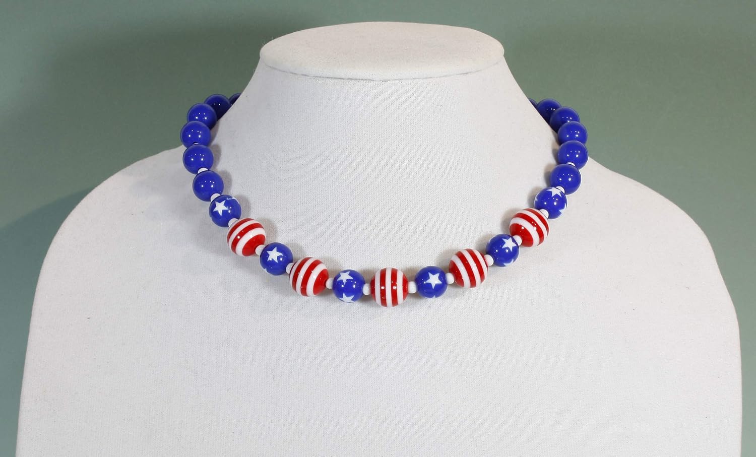 Stars and Stripes, American Flag Choker Necklace, 16 Inches Adjustable