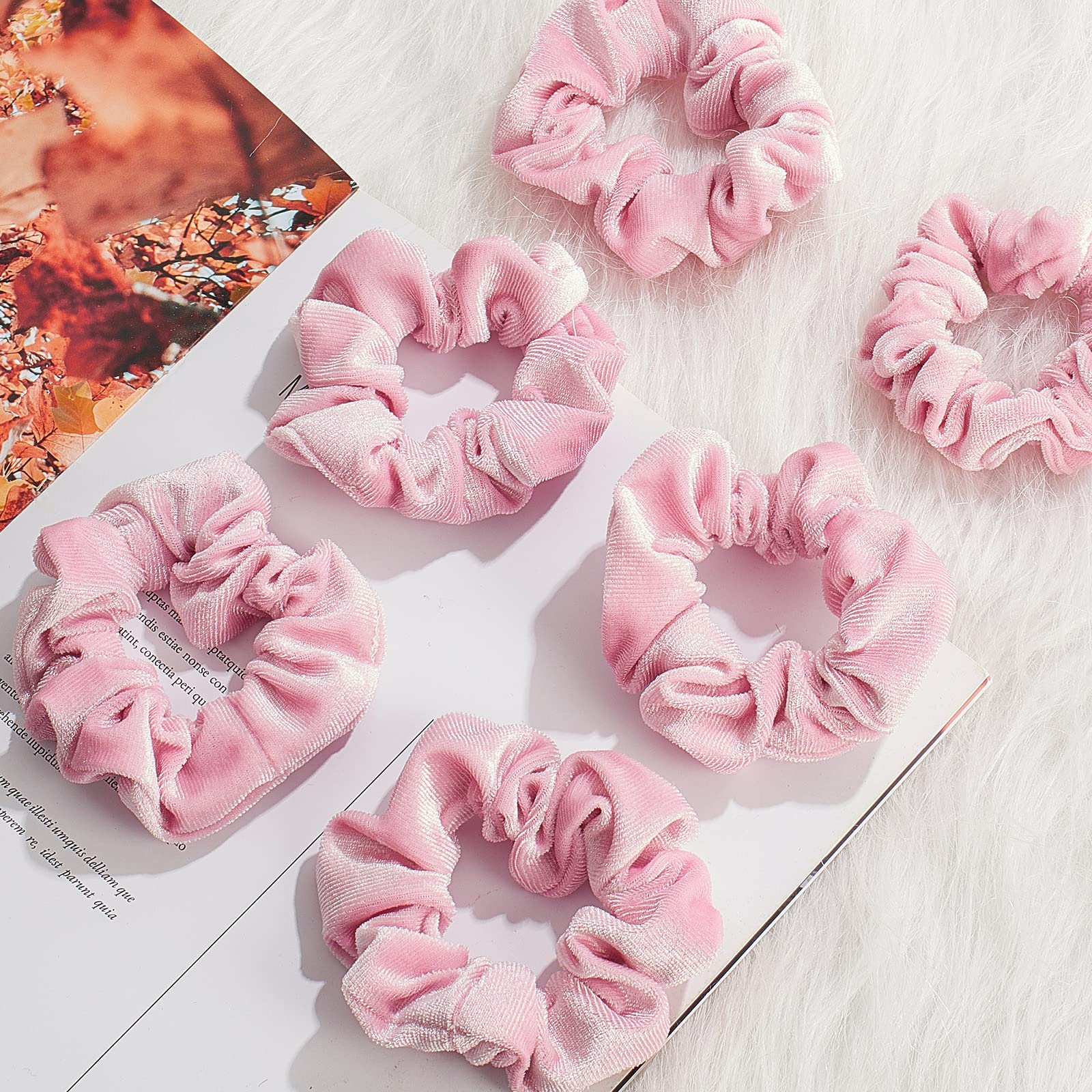 Amazon.com : Juexica 50 Pcs Pink Velvet Scrunchies Bulk for  display picture 3