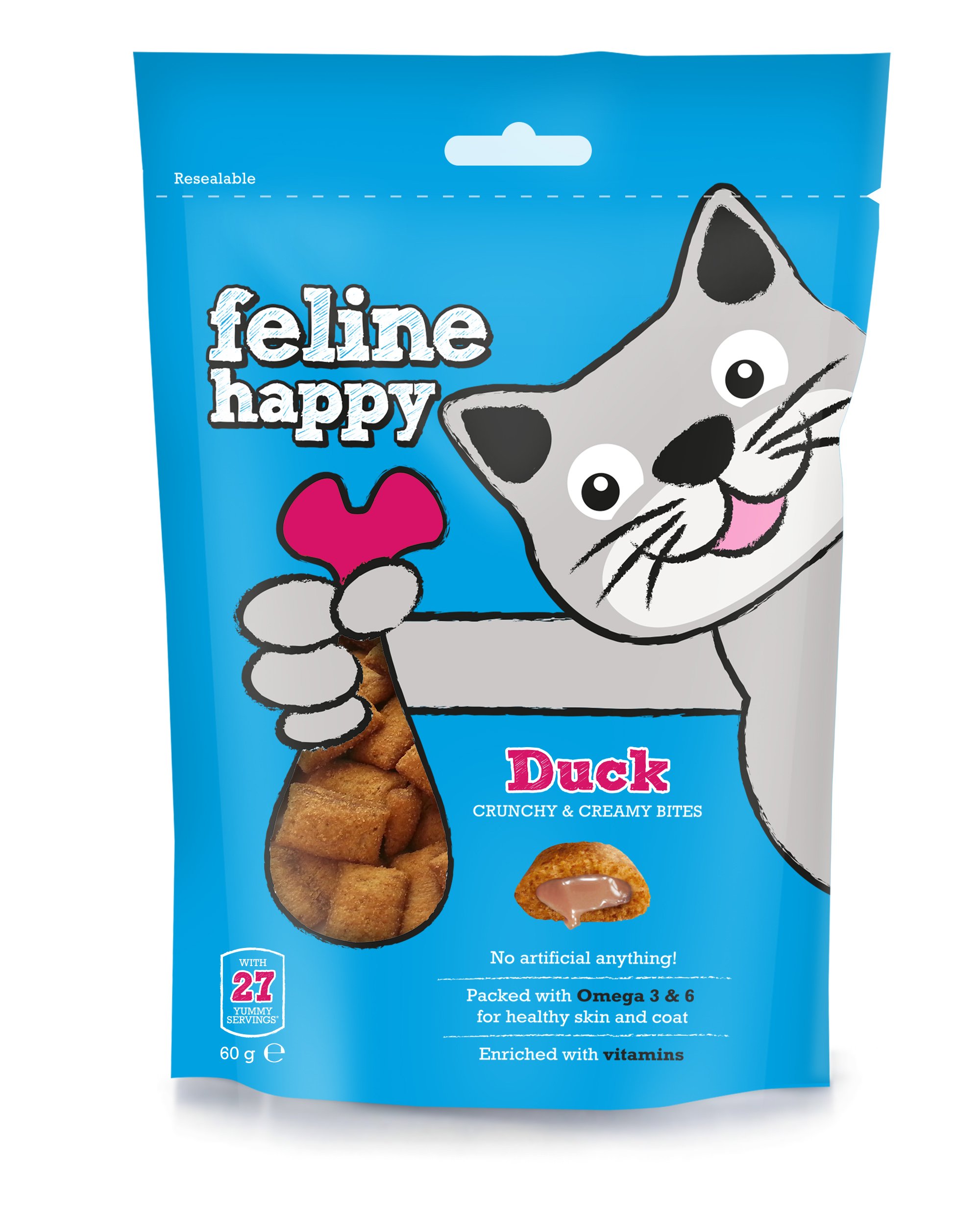 M & C Feline Happy Duck Bites Cat Treats 60g
