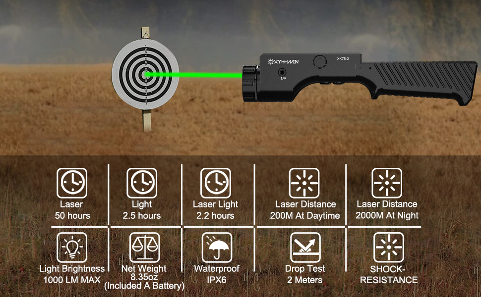 1000 Lumen Rechargeable Picatinny Rail Mounted Rifle Flashlight