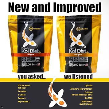Fisher's Aquatics Koi Fish Food - 2.0 lb Small 3mm Floating Pellets, Koi & Goldfish Food for Ponds, All Seasons