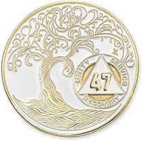 Vista 44 de Medallón AA de 5 años – Árbol de la Vida trenzado chapado en oro AA Chip de recuperación – morado