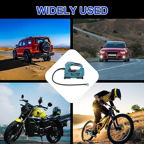 Miniatura 6 de Compresor de aire inalámbrico para inflador de neumáticos compatible con batería Makita de 18 V, bomba de aire digital de 120 W, 120 PSI, modo de