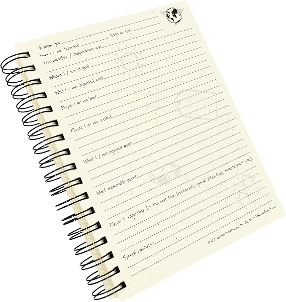 Write it Down series by Journals Unlimited, Guided Journal, Vacation, The Traveler's Journal, Full-size 7.5x 9, Blue Hard Cover, Made in USA