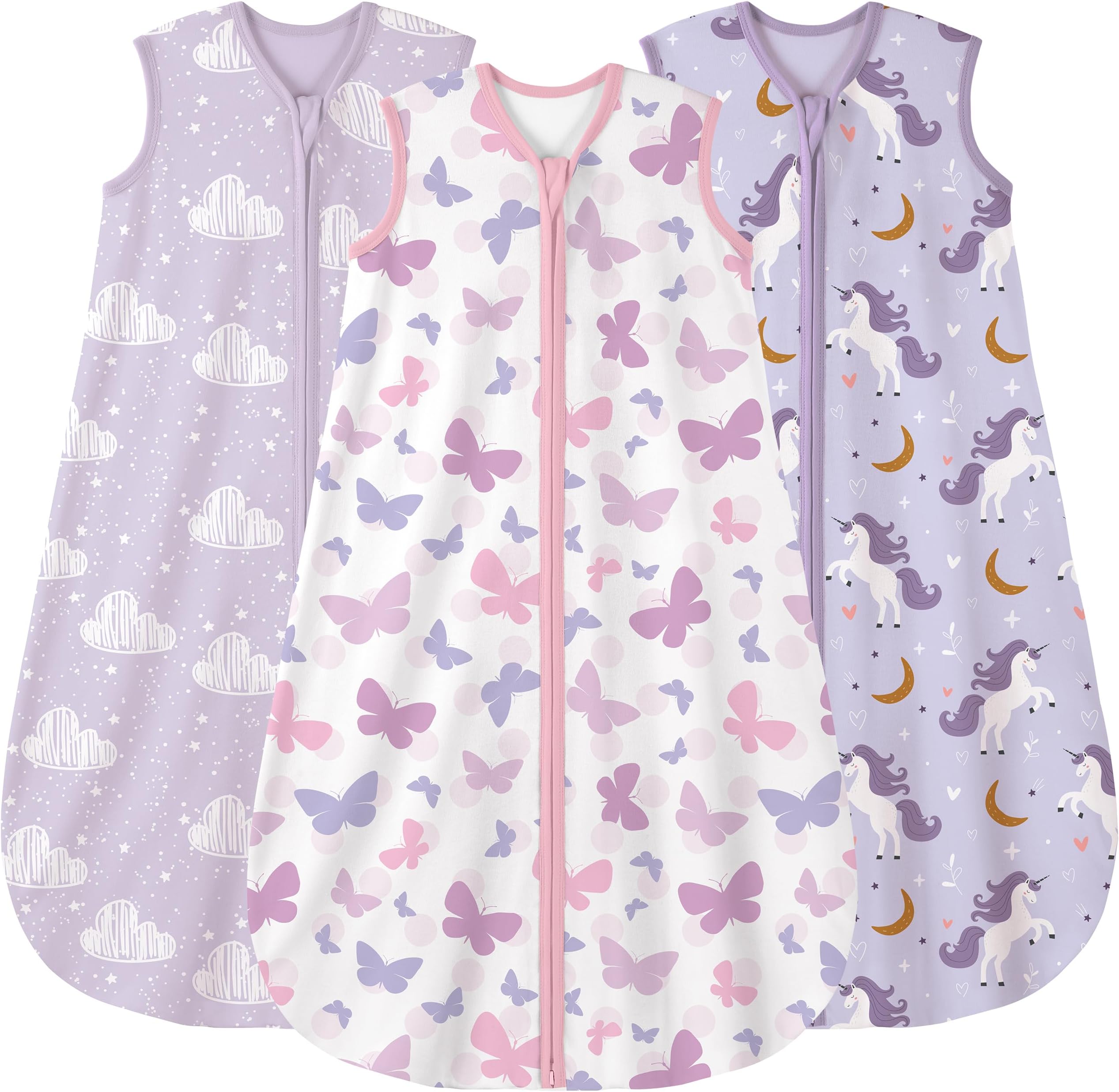Yoofoss Baby Sleep Sack 18-24 Months Wearable Blanket for Babies 100% Organic Cotton 2-Way Zipper TOG 0.5 Toddler Sleeping Sack 3 Pack, Comfy Lightweight Sleep Sacks