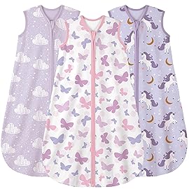 Yoofoss Baby Sleep Sack 0-6 Months Wearable Blanket for Babies 100% Organic Cotton 2-Way Zipper TOG 0.5 Toddler Sleeping Sack 3 Pack, Comfy Lightweight Sleep Sacks
