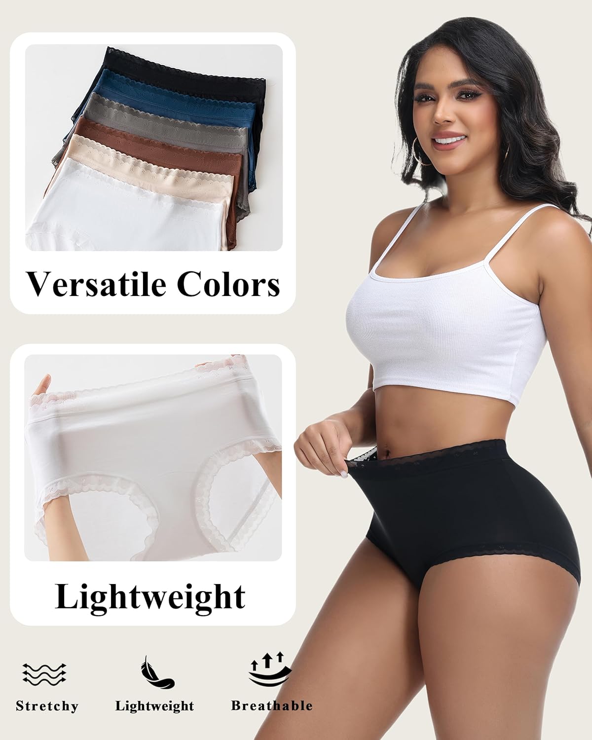 Mcool Mary Women's Underwear,Lyocell Panties for Women, Ultra Soft Ladies Briefs,Full Coverage, Sleep Briefs with Lace 6 Pack - Image 6