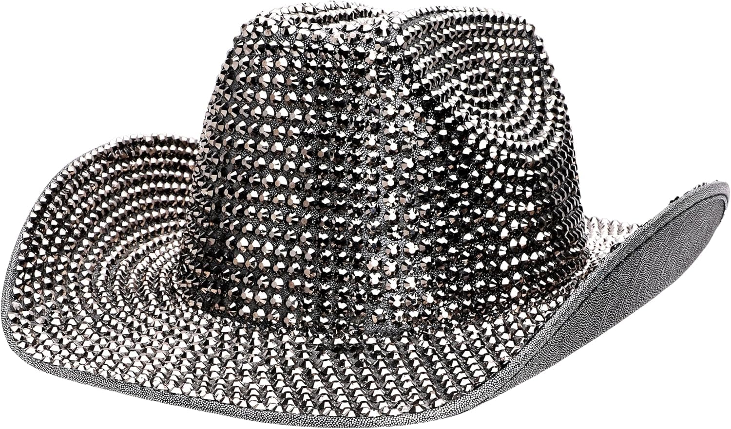 Toyland® 36cm (14") Black Luxury Rhinestone Cowboy Hat with Iridescent Rhinestones - Festivals, Concerts, Fancy Dress & Hen Party Accessories - 3 Colours Available — image 1
