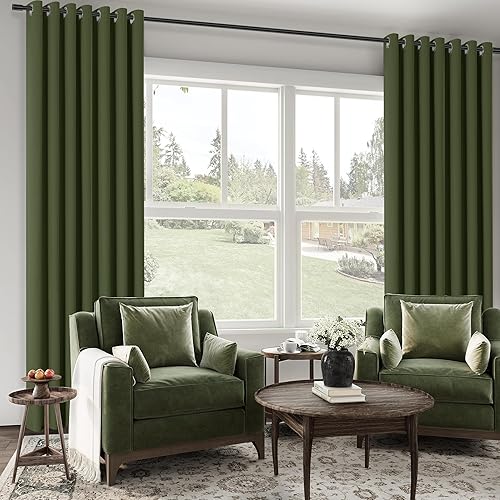 Miniatura 153 de ChrisDowa Cortinas 100% opacas de abedul liso de 96 pulgadas de largo, 2 paneles para dormitorio, sala de estar, oscurecimiento de la habitación de