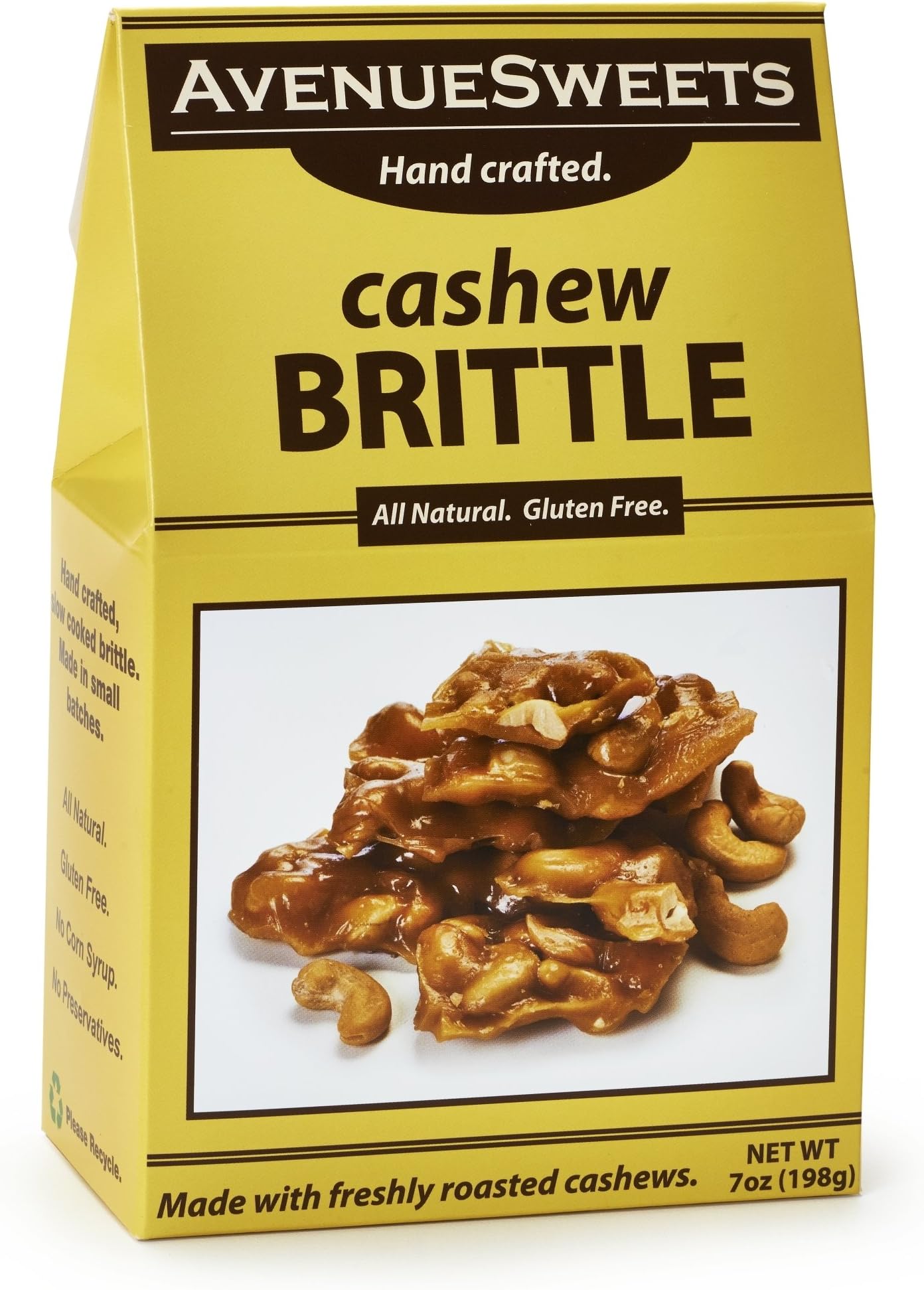 AvenueSweets - Handcrafted Old Fashioned Nut Brittle - 7 oz Box - Cashew
