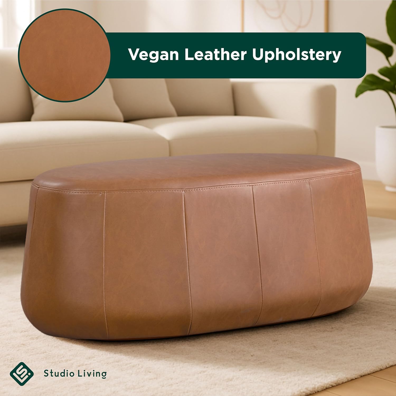 Kayley 40" Oval Shaped Upholstered Ottoman