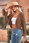 PRETTYGARDEN Women's Fringe Faux Suede Leather Jackets Fall Fashion 2026 Tassel Motorcycle Cropped Coats