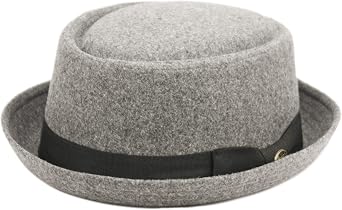 Porkpie Fedora Mens Vintage Style Wool Blend S/M, F1678ASH Gray