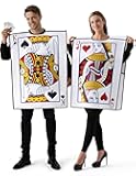 2 Pcs Adult Couple King & Queen Playing Card Costume for Halloween Costume Cosplay Party, Trick or Treating White