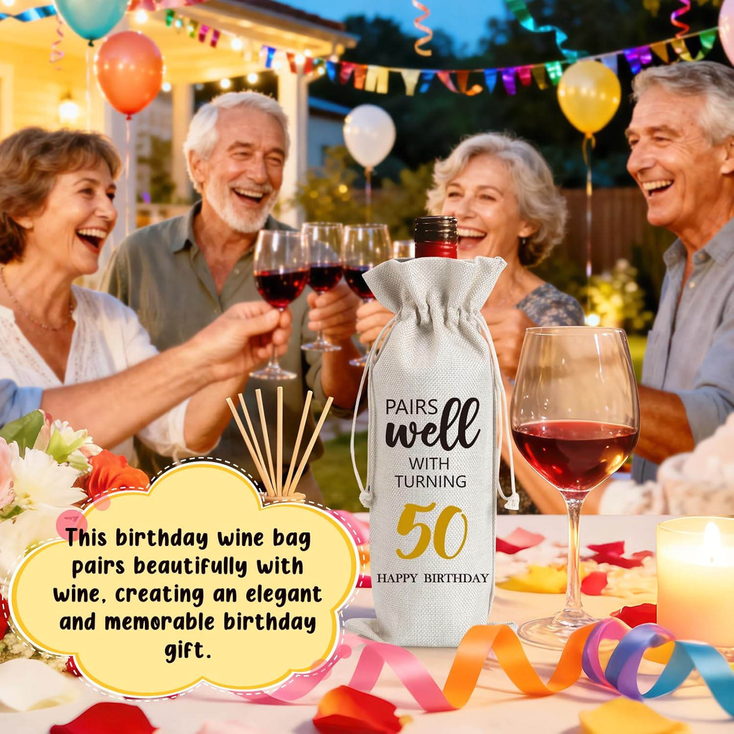 50th Birthday Gift Ideas for Women Men, 50 Years Old Birthday Party Decoration Wine Bag Gifts, Happy 50th Birthday Decor, Pairs Well with Turning 50, 1976 Wine Bag - Image 6