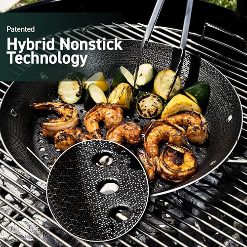 Miniatura 4 de HexClad Sartén híbrida antiadherente para barbacoa, apta para lavavajillas y horno, compatible con todas las estufas