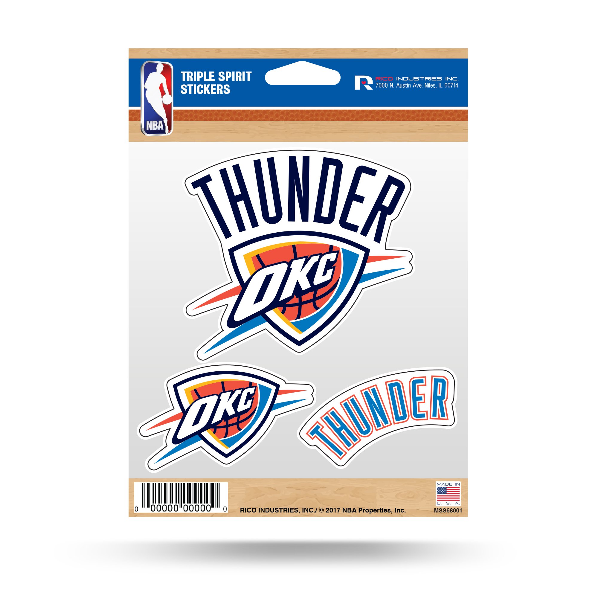 Rico Industries NBA Oklahoma City Thunder Die Cut 3-Piece Triple - auto accessories | Mubboo