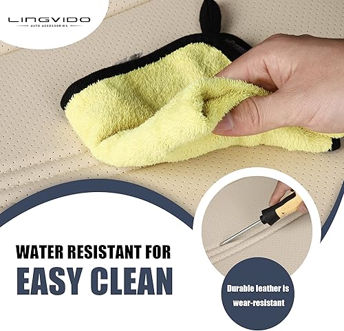 Miniatura 9 de LINGVIDO Fundas de cuero para asiento de automóvil, funda transpirable para automóvil, accesorios de cojín para automóviles y SUV, camión, juego de