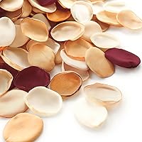 Vista 28 de Floroom 300 pétalos de rosa burdeos marrón, pétalos de flores de seda sintética, para niñas, cestas, pasillos, dispersión, centros de mesa, cena