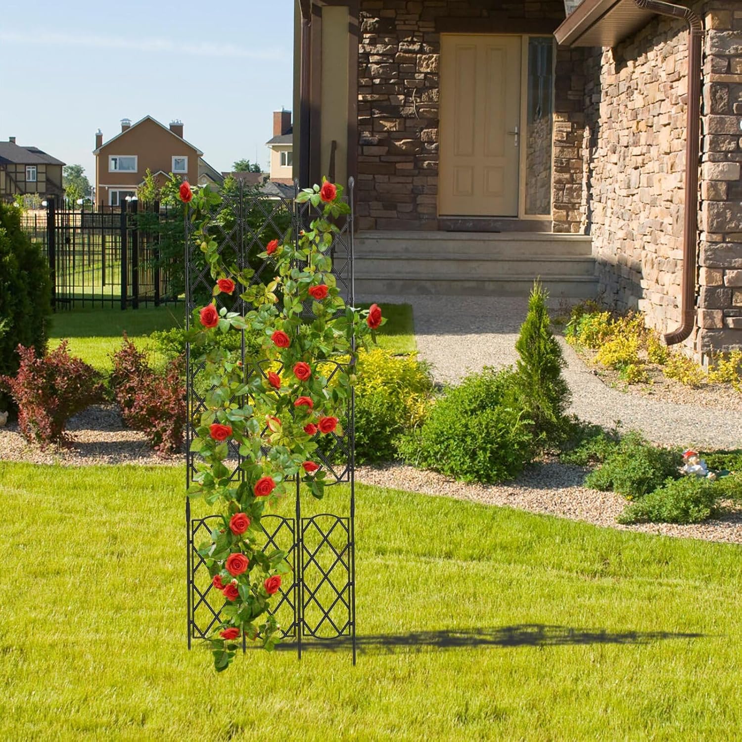 TEHAUX Garden Trellis Climbing Frame for Indoor Outdoor Plants Metal Plant Support Rack for Vines Roses Peas Climbing Screen for Healthy Growth and Weather Protection