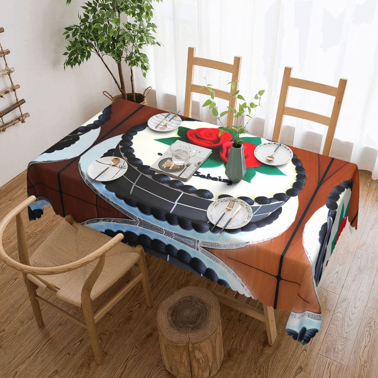 HLBSDM Delicious Cakes Square Lace Tablecloth, 54x72 Inch Restaurant Decorative Tablecloth, Party Banquet Indoor and Outdoor Universal Tablecloth