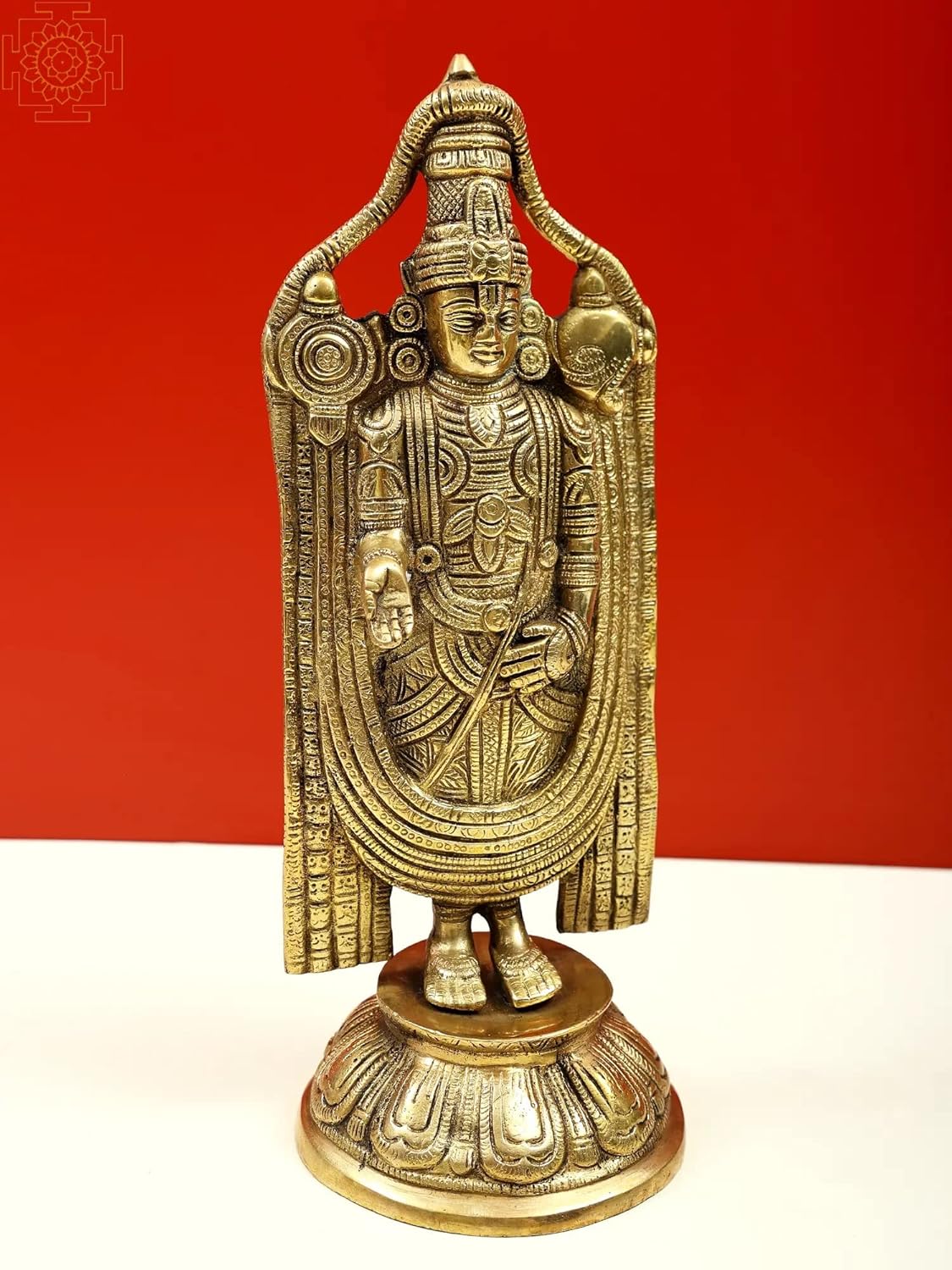 Exotic India 12" Lord Venkateswara as Tirupati Balaji in Brass - Brass