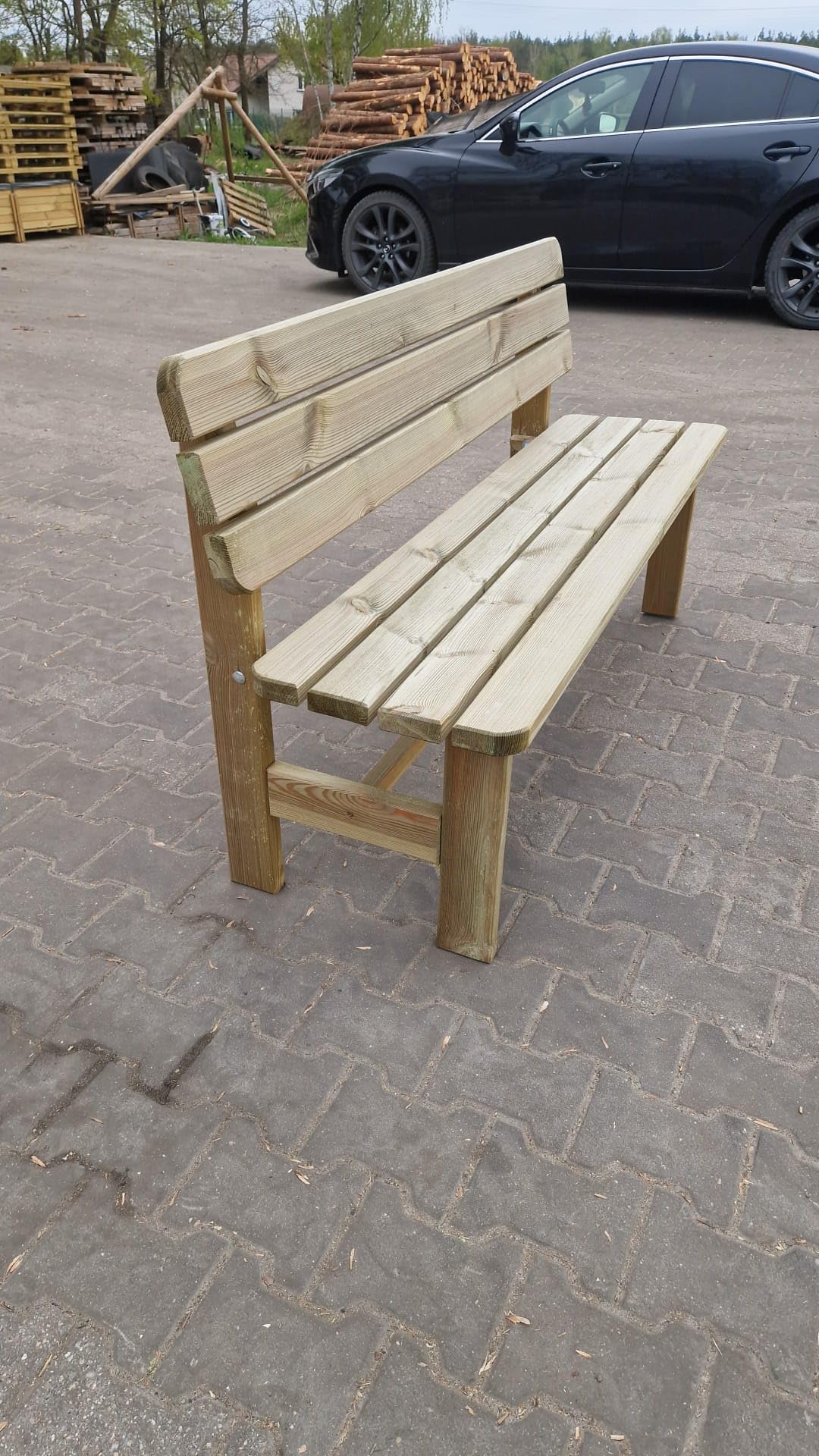 AVANTI TRENDSTORE - Riccione - Panca da Giardino in Legno Massiccio di Pino, Trattamento in Autoclave Verde, 150 cm