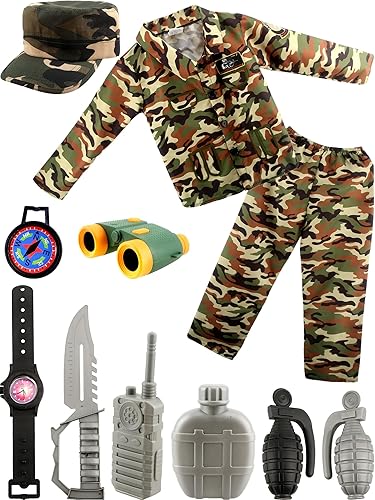 Conjunto de disfraz de soldado del ejército para niños, uniforme de camuflaje con accesorio militar para niños, disfraz de Halloween, juego de rol disponible en Yaxa Colombia