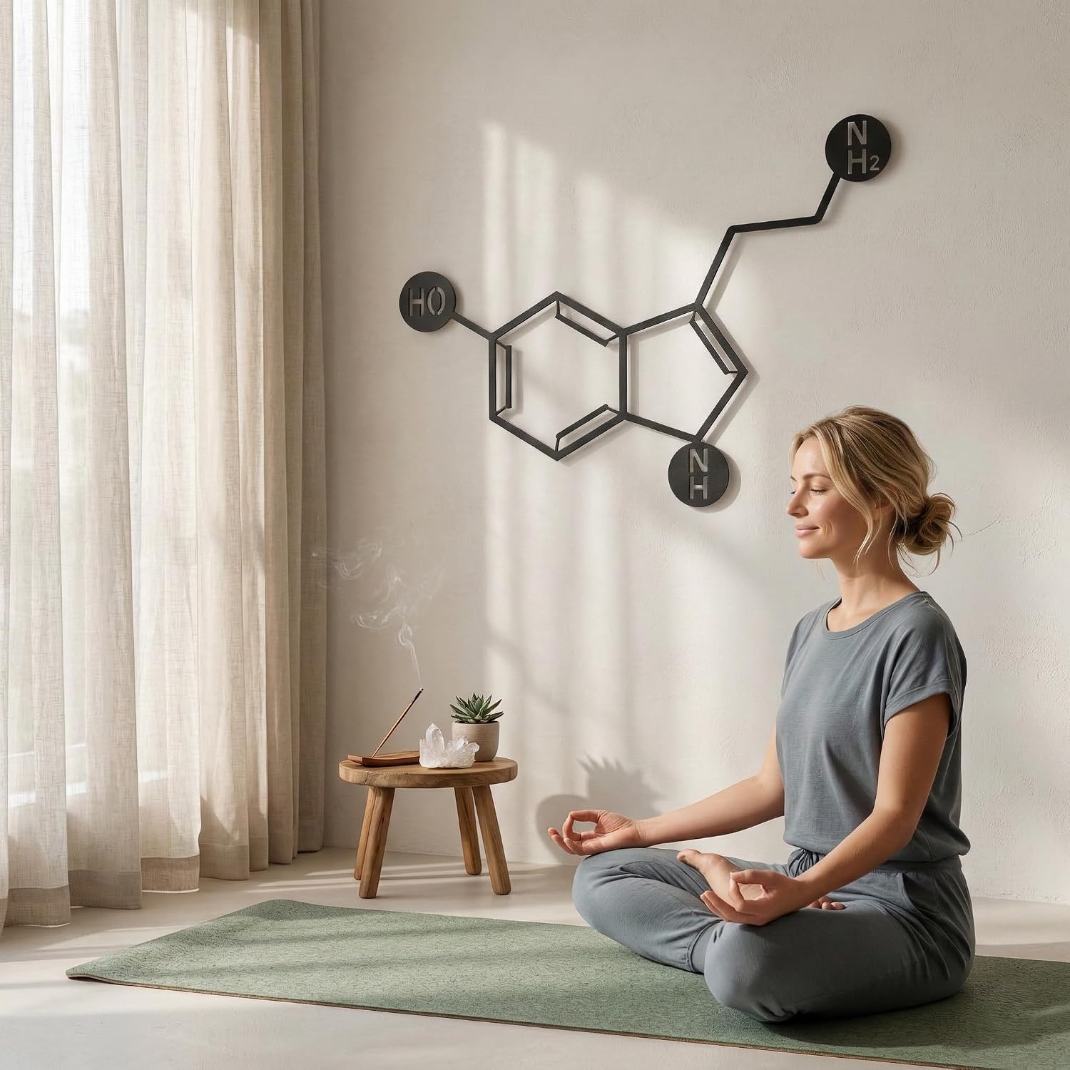 DEKADRON Metal Wall Art - Serotonin - 3D Wall Silhouette Metal Wall Decor Home Office Decoration Bedroom Living Room Decoration (18" W x 10" H / 46x25cm)