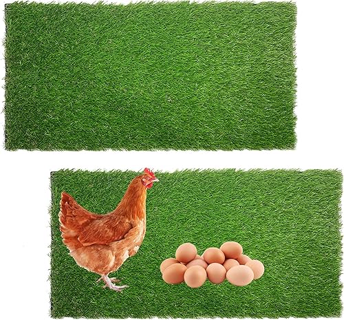 Miniatura 1 de kathson 2 almohadillas para anidar de gallina alfombra de césped artificial lavable tapete de césped sintético funda de nido para gallinero huevo