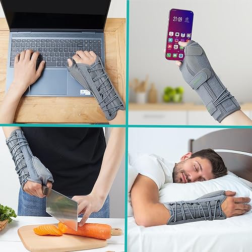 Miniatura 5 de KONSEDIK Muñequera con férula espica para el pulgar, para tenosinovitis de De Quervain, dolor en el túnel carpiano, artritis, quiste ganglionar,