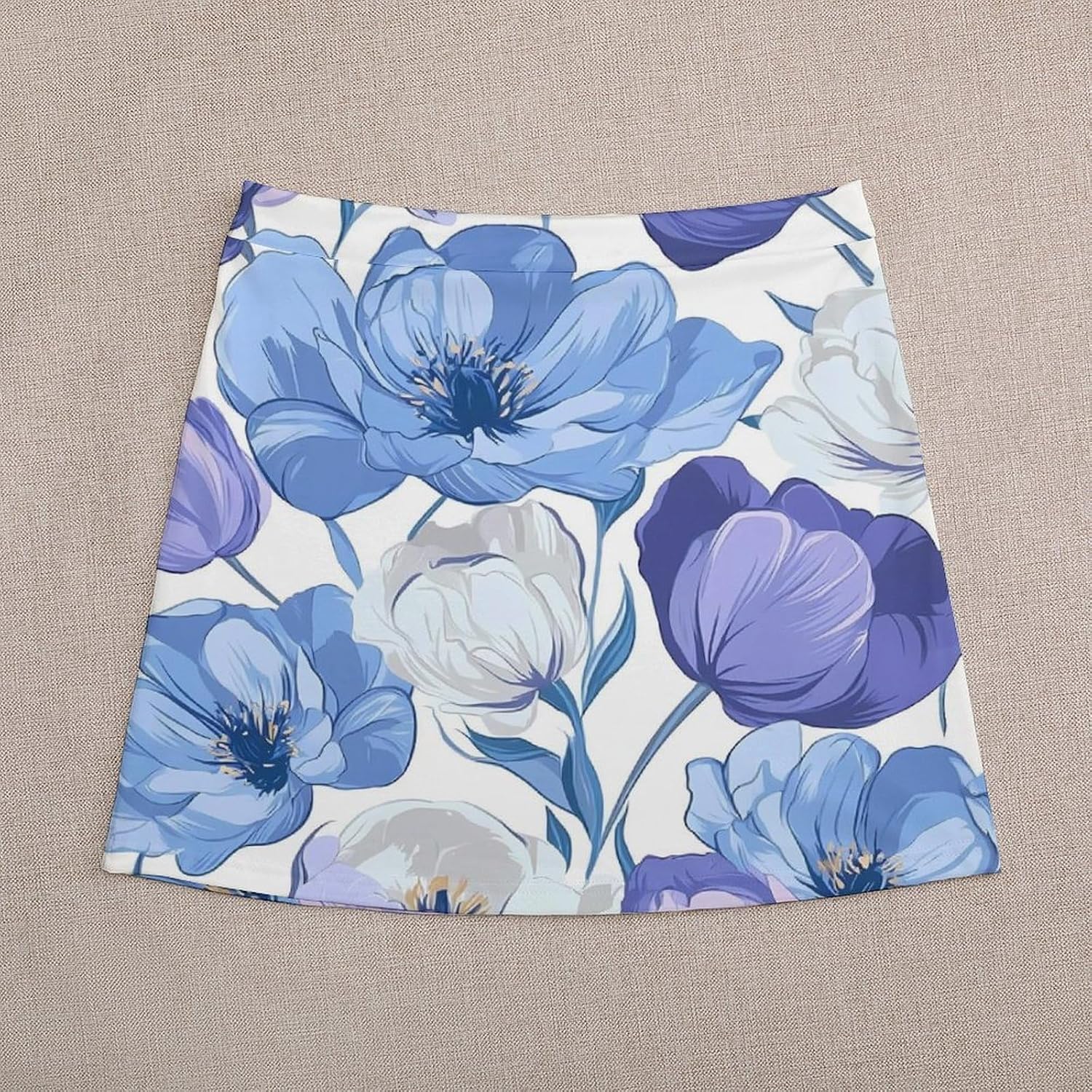 Purple Flowers Print Skorts for Women Mini A-line Skirt Casual Tennis Golf Short Skirts