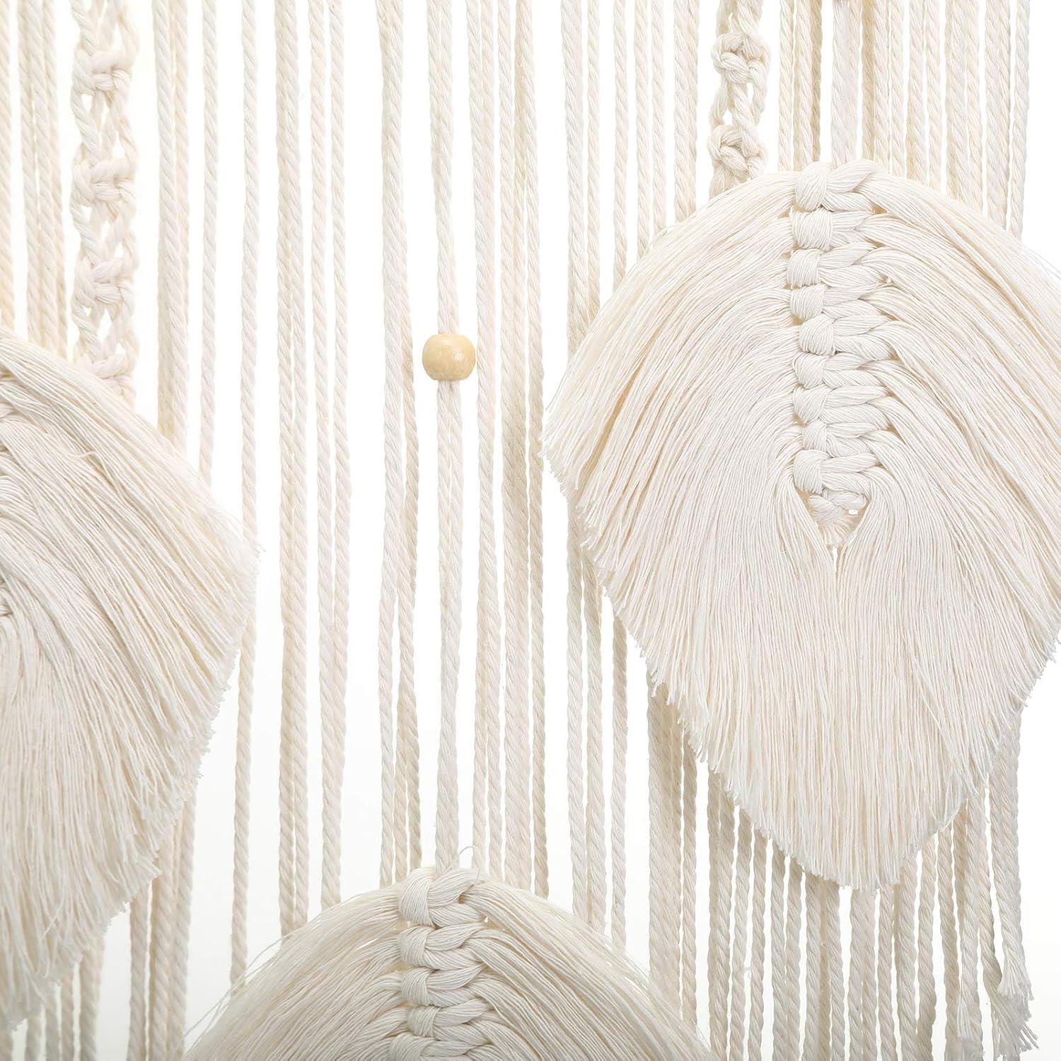 AWAYTR Macrame Dream Catcher Decor - Boho Moon Star Handmade Woven Tassel Home Bedroom Wedding Wall Hanging Decor (Feather Leaf Tassel)